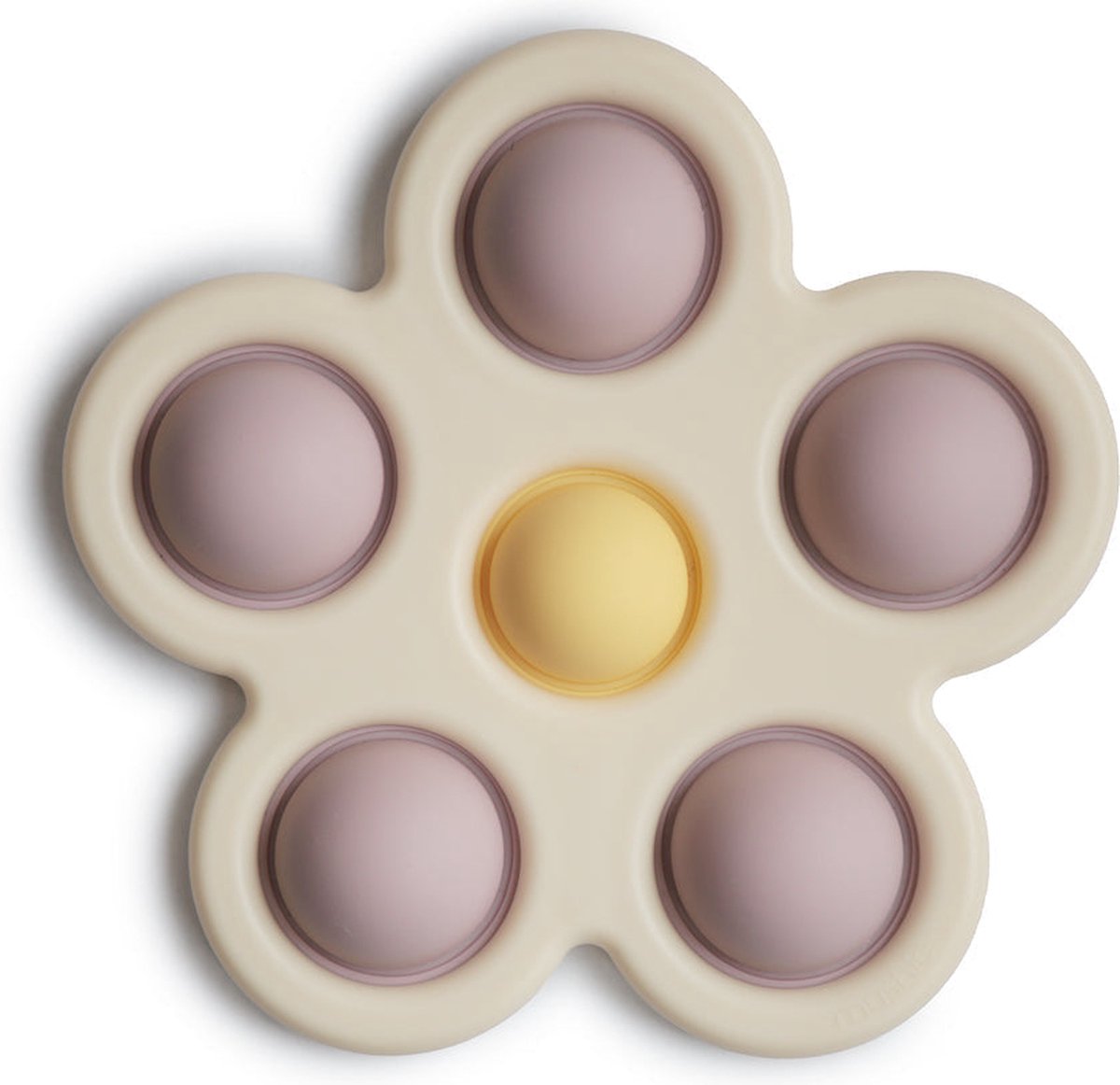 Mushie Bijtspeeltje Flower Press Toy | Soft Lilac | Pop It